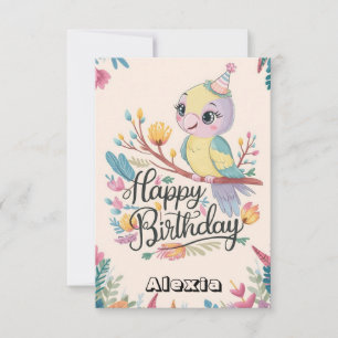 Carte Anniversaire numérique de perroquets de bois simpl