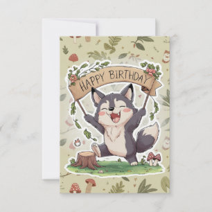 Carte Anniversaire numérique Little Simple Wolf