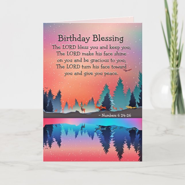 Carte Anniversaire numéros de bénédiction 6:24 Le Seigne (Devant)