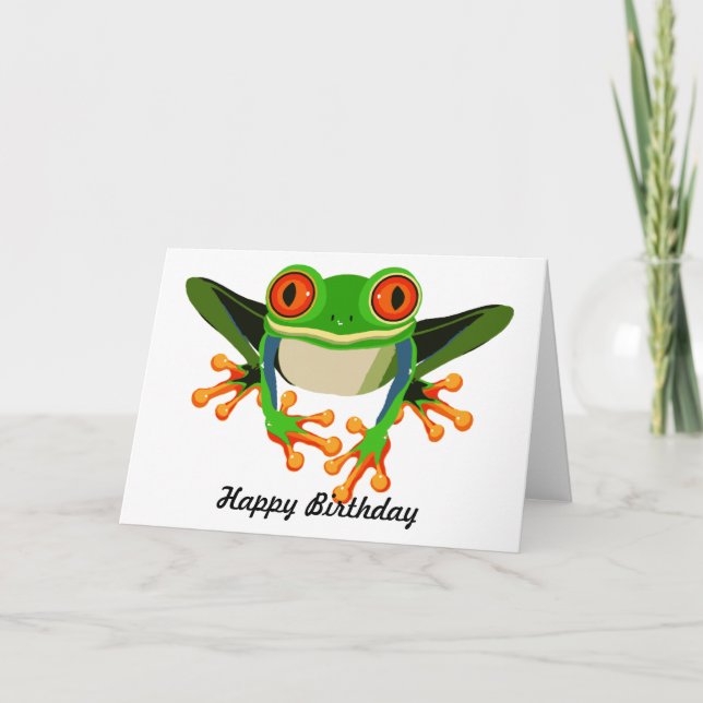 Carte Anniversaire observé par rouge de grenouille (Devant)