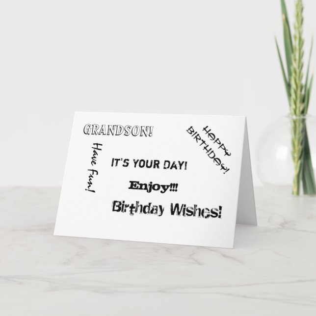 Carte Anniversaire, oncle, des mots pour un petit-fils. (Devant)