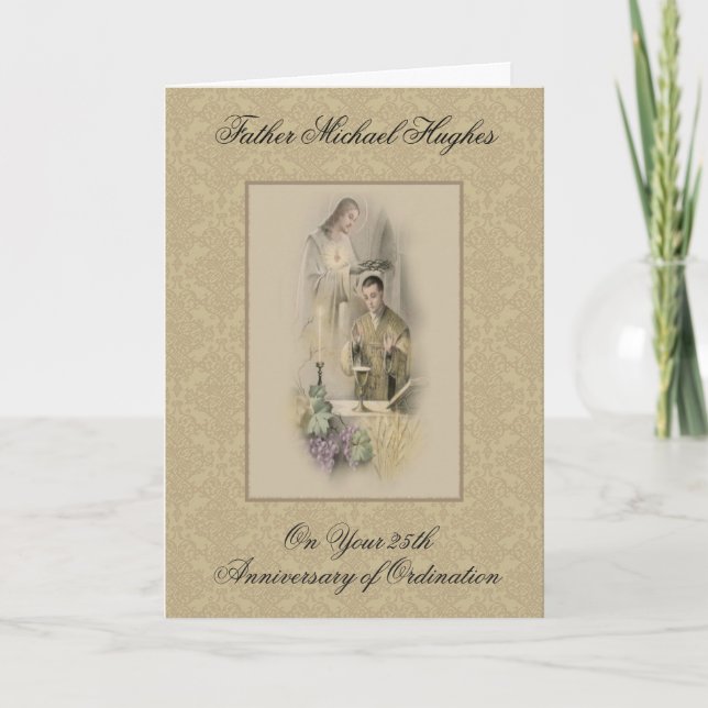 CARTE ANNIVERSAIRE ORDINATION DU PRÊTRE JÉSUS CROWNING (Devant)
