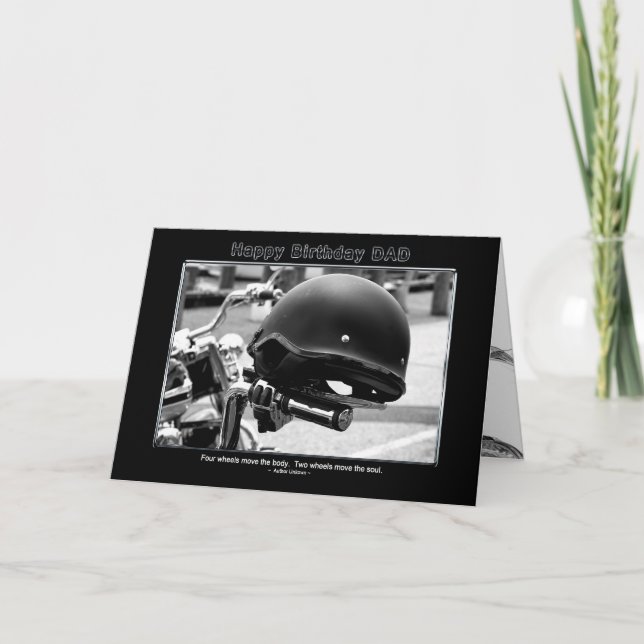Carte Anniversaire - papa - casque de motard - moto (Devant)