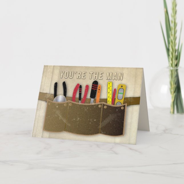 Carte Anniversaire, papa, ceinture d'outils et outils (Devant)
