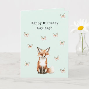 Carte Anniversaire Papillons Renard Mignon Happy Mint