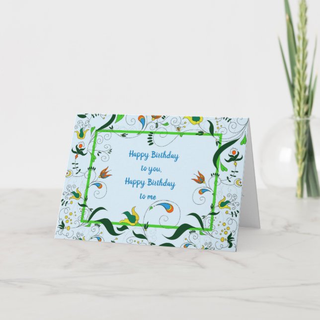 Carte Anniversaire partagé, Bright Retro Paisley (Devant)