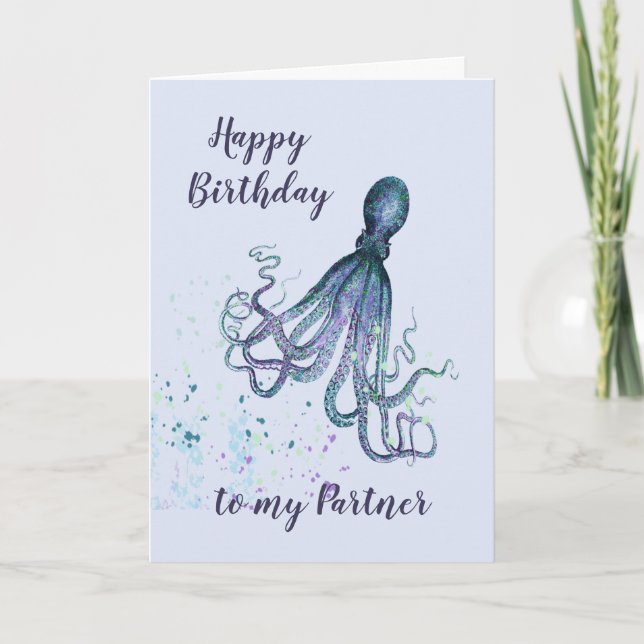 Carte Anniversaire Partenaire Amusants Romantique Octopu (Devant)