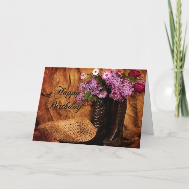 Carte Anniversaire - Pays de style occidental, Bottes &  (Devant)