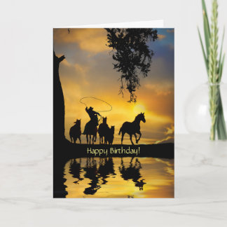 Carte Anniversaire Pays Western Cowboy Happy Trails
