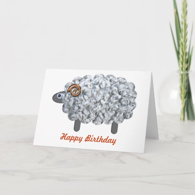 Carte Anniversaire pelucheux de moutons (Devant)
