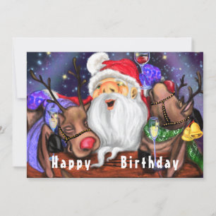 Carte Anniversaire Père Noël avec Reindeds Amuseme