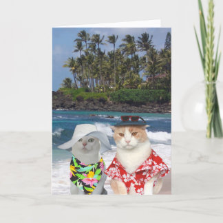 Carte Anniversaire personnalisable de Surfer Chats/Kitti