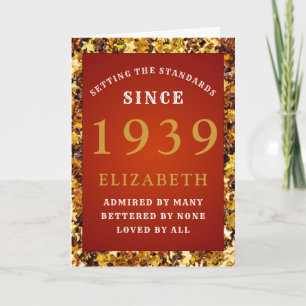 Carte Anniversaire personnalisé 1939 Nom Red Gold Partie