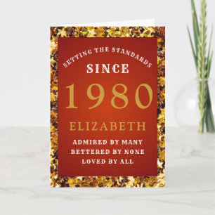 Carte Anniversaire personnalisé 1980 Red Gold Ajouter vo