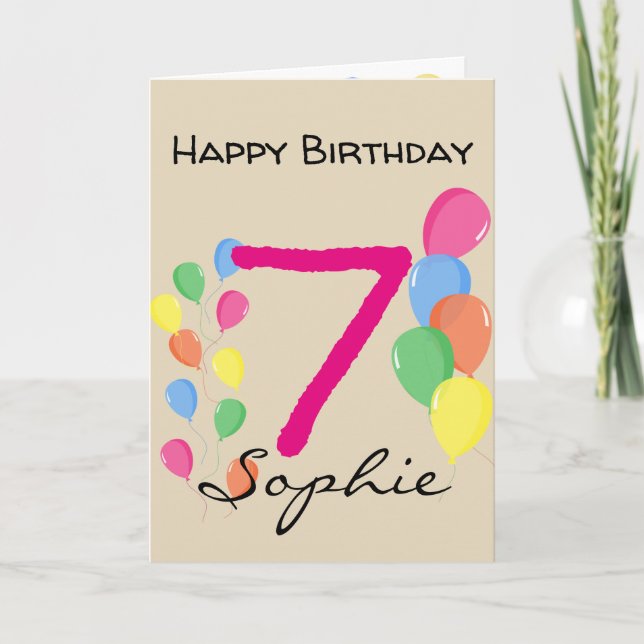 Carte Anniversaire personnalisé 7 ans (Devant)