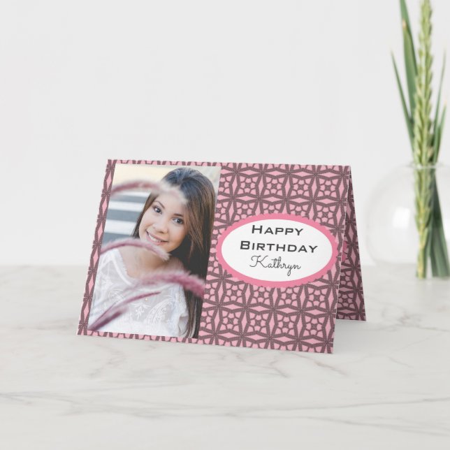 Carte Anniversaire personnalisé avec dentelle et photo (Devant)
