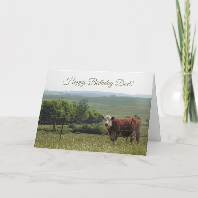 Carte Anniversaire personnalisé | Belle vache et paysage (Devant)