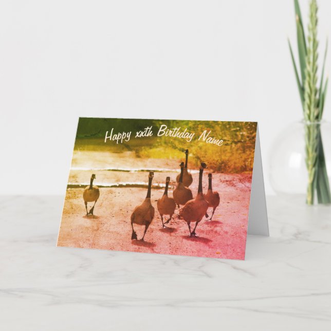 Carte Anniversaire personnalisé de la famille des oies d (Devant)