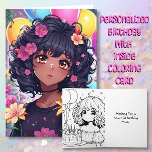 Carte Anniversaire personnalisé de la fille de couleur