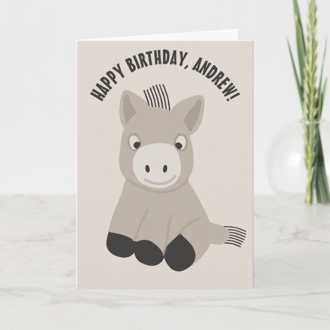 Carte Anniversaire personnalisé de l'âne de bébé (Devant)