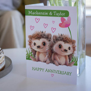 Carte Anniversaire personnalisé du couple Hérisson