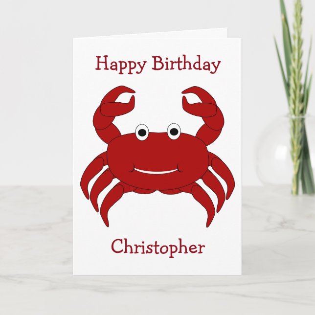 Carte Anniversaire personnalisé du crabe (Devant)