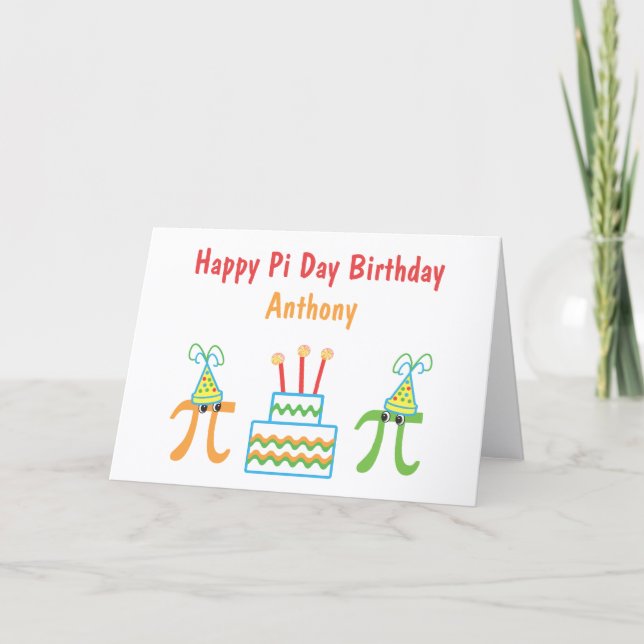 Carte Anniversaire Personnalisé Du Jour Du Pi (Devant)
