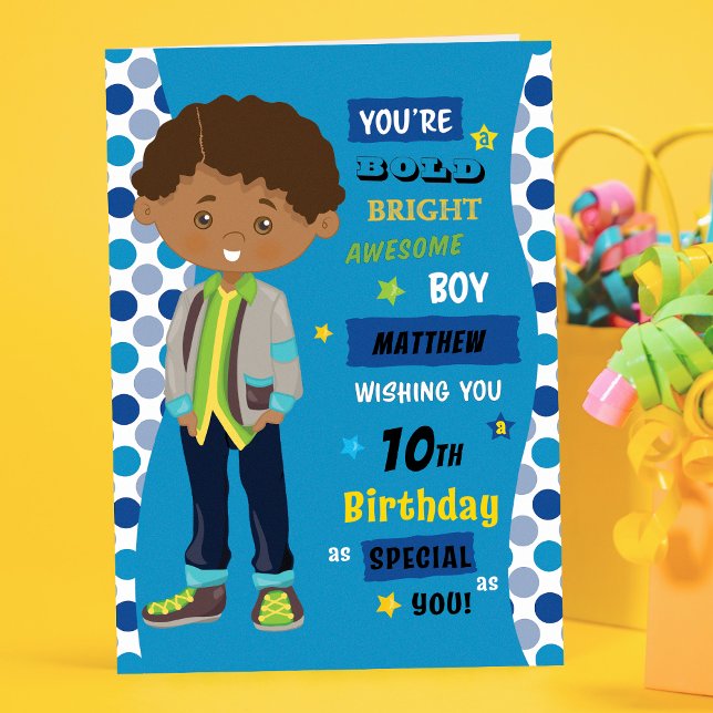 Carte Anniversaire personnalisé - Garçon multiculturel (Créateur téléchargé)