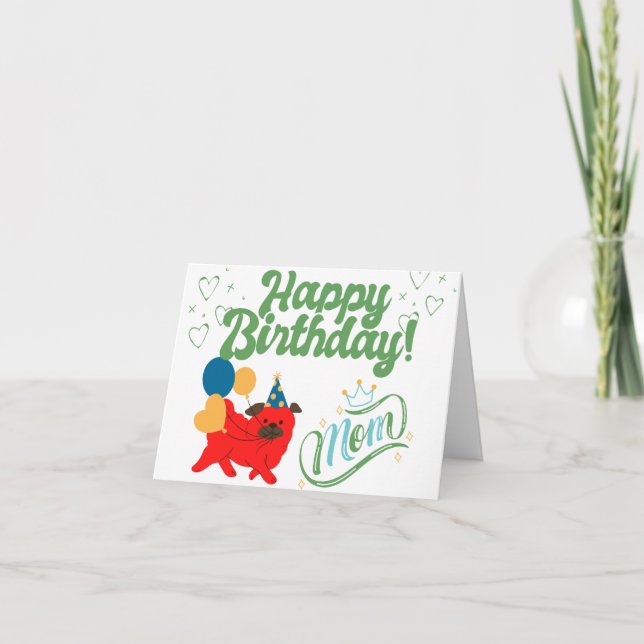 Carte Anniversaire personnalisé l mignon chien rouge aqu (Devant)
