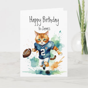 Carte Anniversaire Personnalisé Nom Fun Cute Chat jouant