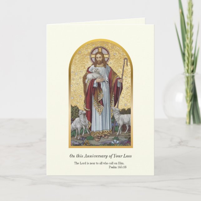 Carte Anniversaire Perte de la mort aimée un bon berger (Devant)