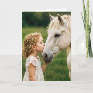 Carte Anniversaire Petite Fille Baiser Son Cheval