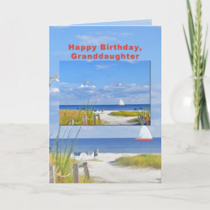 Carte Anniversaire, Petite-fille, Plage et Ocean View Ca
