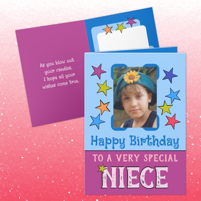 Carte Anniversaire photo bleu violet de nièce très spéci (Créateur téléchargé)