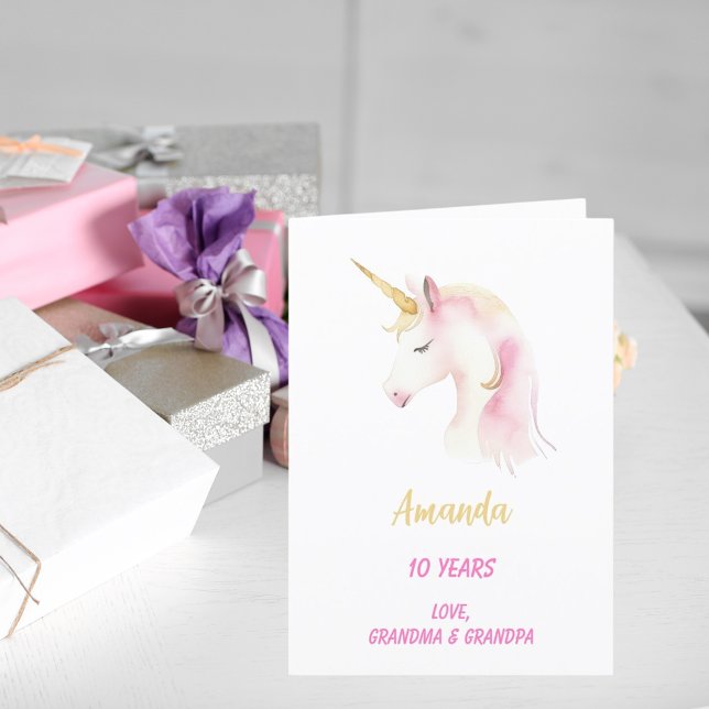 Carte Anniversaire photo rose Unicorne (Créateur téléchargé)