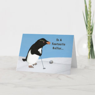 Carte Anniversaire, Pingouin Humoristique Jouer Au Golf