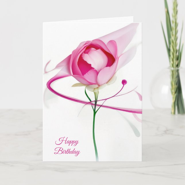 Carte Anniversaire Pink Peony Bud Abstrait (Devant)