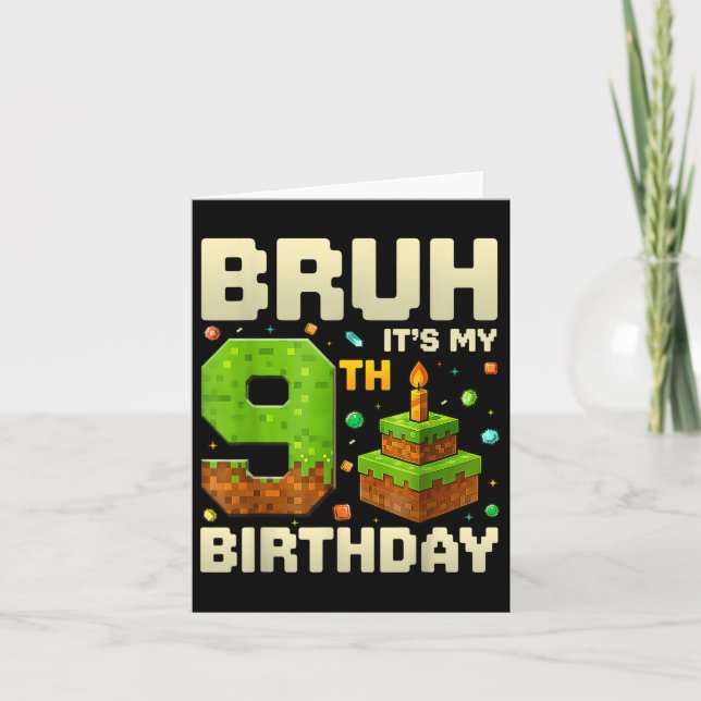 Carte Anniversaire Pixel Bruh Son 9e Anniversaire Jeu (Devant)