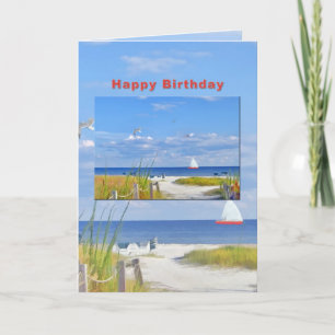 Carte Anniversaire, Plage et Vue Océanique