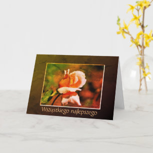 Carte Anniversaire polonais Sto Lat Rosebud Art Floral
