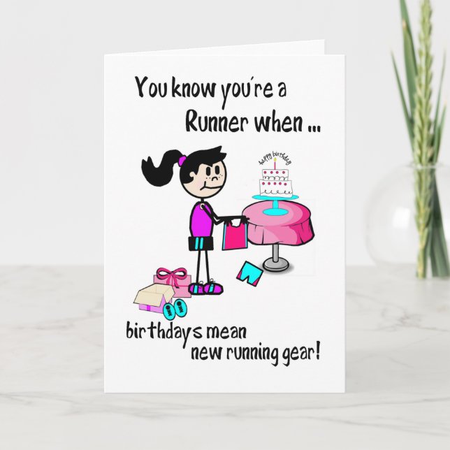 Carte Anniversaire pour Fille Coureur (Devant)