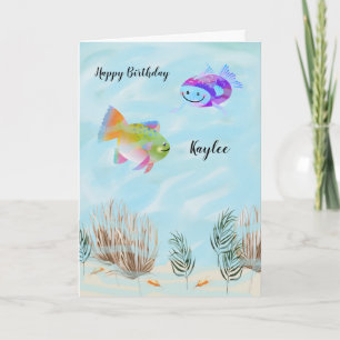 Carte Anniversaire pour Jeune Fille avec Poisson dans la