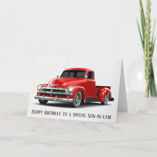 Carte Anniversaire pour le gendre Camion rouge rétro