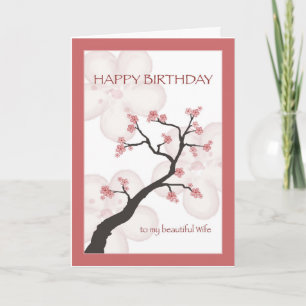 Carte Anniversaire pour l'épouse, arbre chinois de fleur