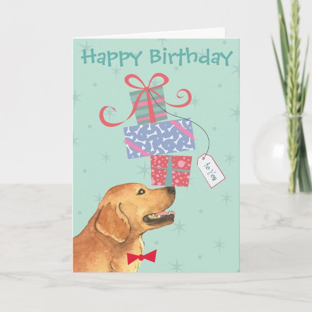 Carte Anniversaire présente Golden Retriever (Devant)
