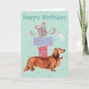 Carte Anniversaire présente LonghEI Dachshund