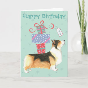 Carte Anniversaire présente Pembroke Welsh Corgi Card