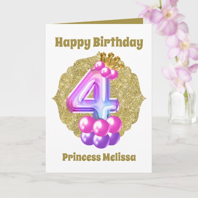 Carte Anniversaire Princesse 4Anniversaire ajouter nom s (Orchidée)