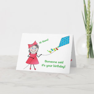 Carte ANNIVERSAIRE - quelqu'un m'a dit ! Cerf-volant de