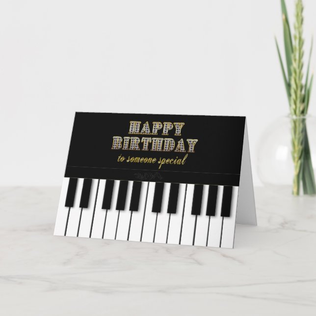 Carte ANNIVERSAIRE, QUELQU'UN SPÉCIAL, clavier de piano (Devant)